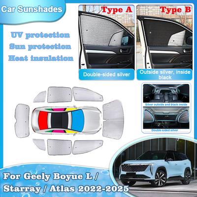 Car Sun Shade For Geely Boyue L 2025 Starray Atlas FX11 -2024 Sunshades Windshield Side Window Curtain Covers Accessories
