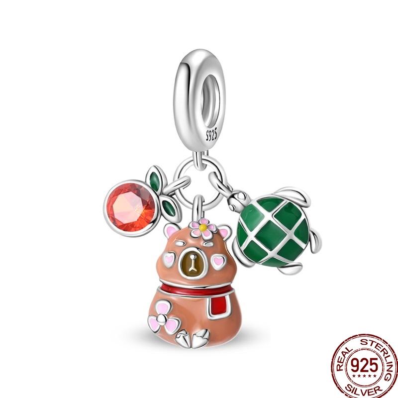 Original Charms Copper Poker Kitty Charms Bead Heart Marry Pave Zircon Fit 3Mm Bangle Bracelet Jewelry Gifts Making