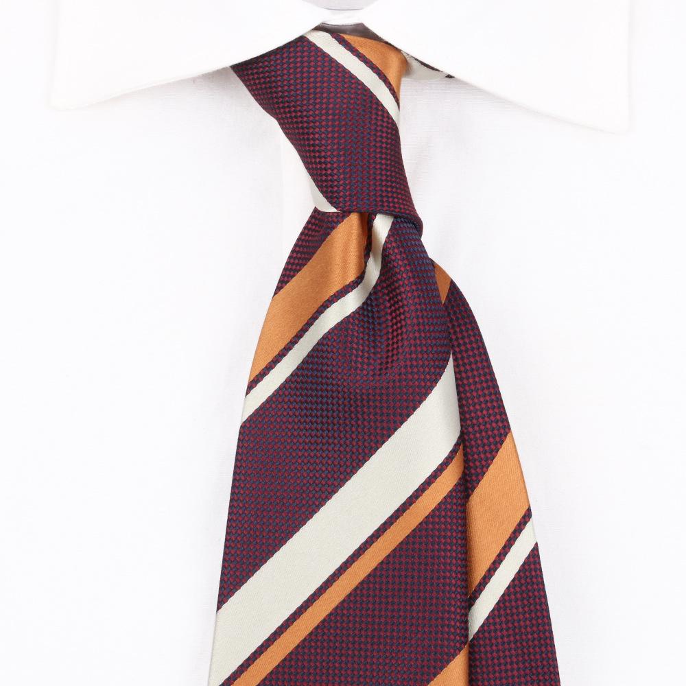 Cravată Bărbați Retro Roșu Închis Britanic 8Cm Înaltă Sens Rochie Profesională Business Cu Dungi Nuntă Mire Tendință Nuntă