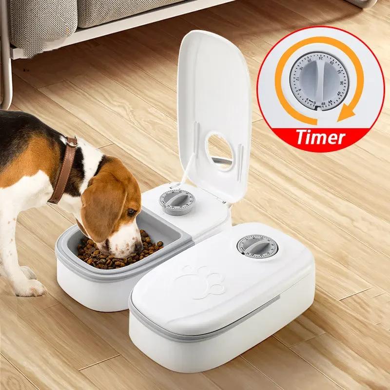 Pet Bowl Smart Timer Cat Feeder Quantitative Dry and Wet Food Double Meal Separation Home Dog Automatic Feeding