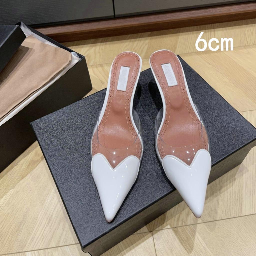 Fashion 2025 Fairy Style Summer Sexy And Versatile Transparent Half-Slipper Women'S Pointed-Toe Thin-Heeled High-Heeled Sandals Slipper