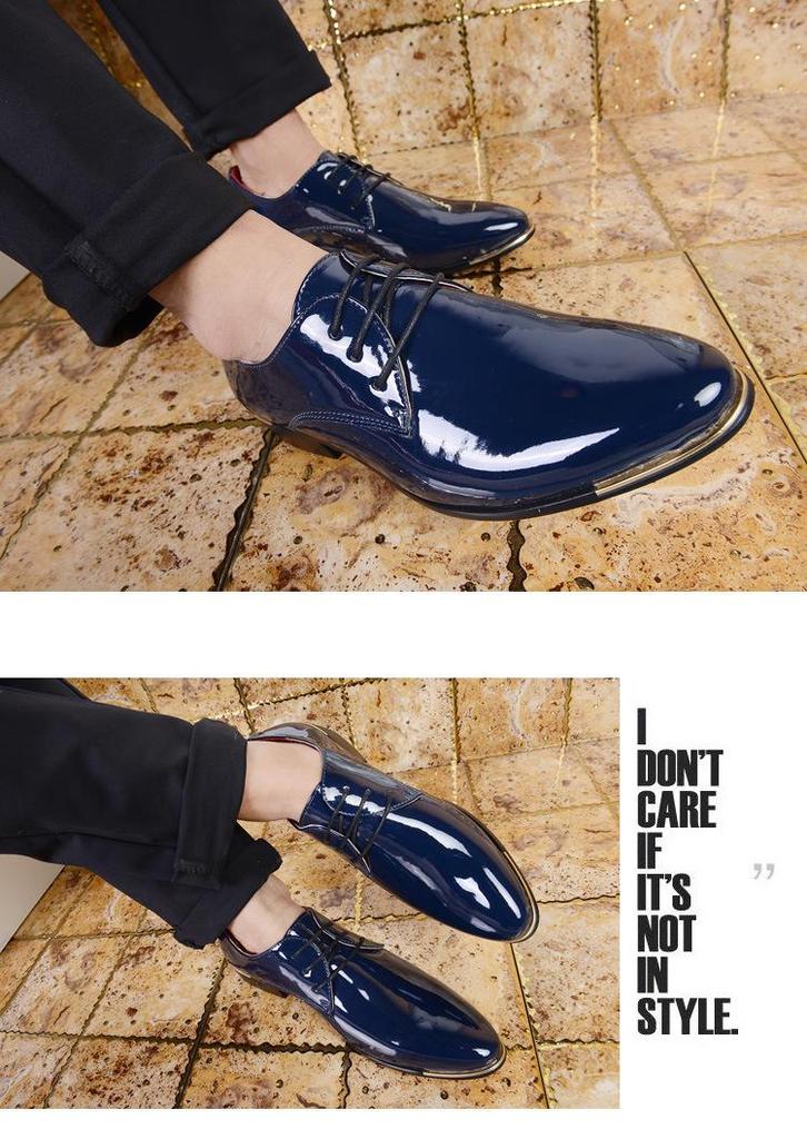Men's Plus Size Leather Formal Shoes: Trendy Pointed Toe Wedding & Groom Style, Sizes 45-46, Korean Design