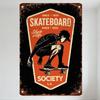 Vintage Metal Tin Sign 'Skate Is Life' Since 1933 Skateboarder L.A. Society Retro Distressed Wall Decor for Man Cave Bar Cafe