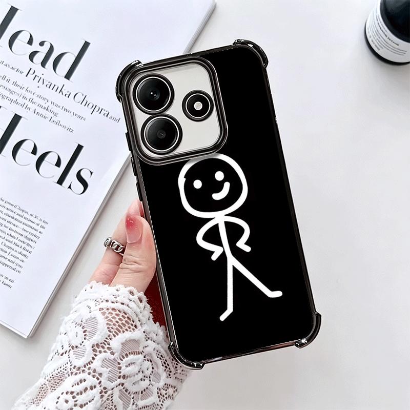 Funny Stickman Matchman Plating Phone Case For Xiaomi Redmi Note 14 15 Pro Plus 13 12 11 11S 11T 10 9S 9 5G Anti-Fall Airabag Co
