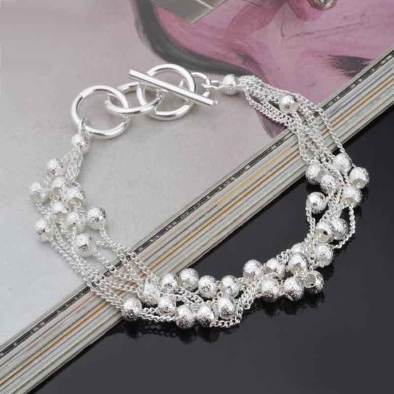 Women Shiny Faux Pearl Beads Bangle Shimmers Charm Chain Bracelet Jewelry Gift