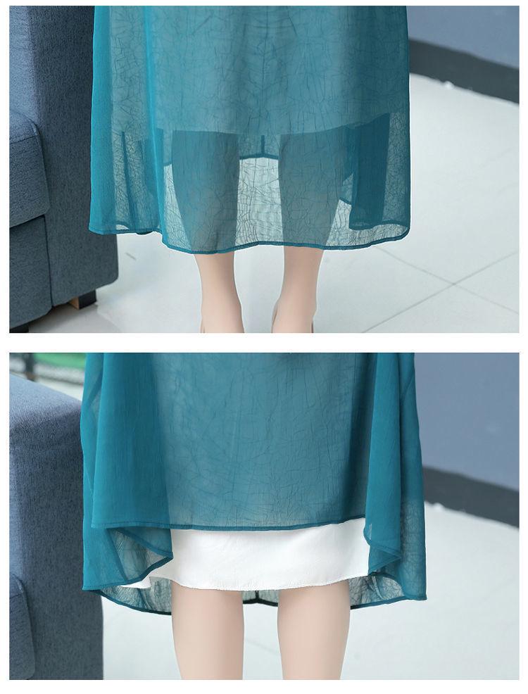 2022 Embroidered Chiffon Cheongsam Hanfu Dress - Summer Ethnic Style for Middle-Aged & Elderly Mothers