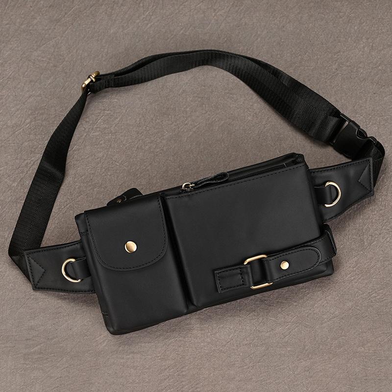 

MAHEU Casual Men s Leather Waist Bag Outdoor Waist Belt pouch Bag Anti Theft Men Male Waist pack Bum Bag Fanny Pack 3 Zipper