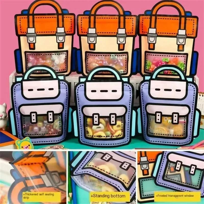 New 20-1PC Creative Gifts Packaging Bags Cartoon Back to School Bag Candy Snack Self-lock Bags Kids Birthday Party Decors Gifts