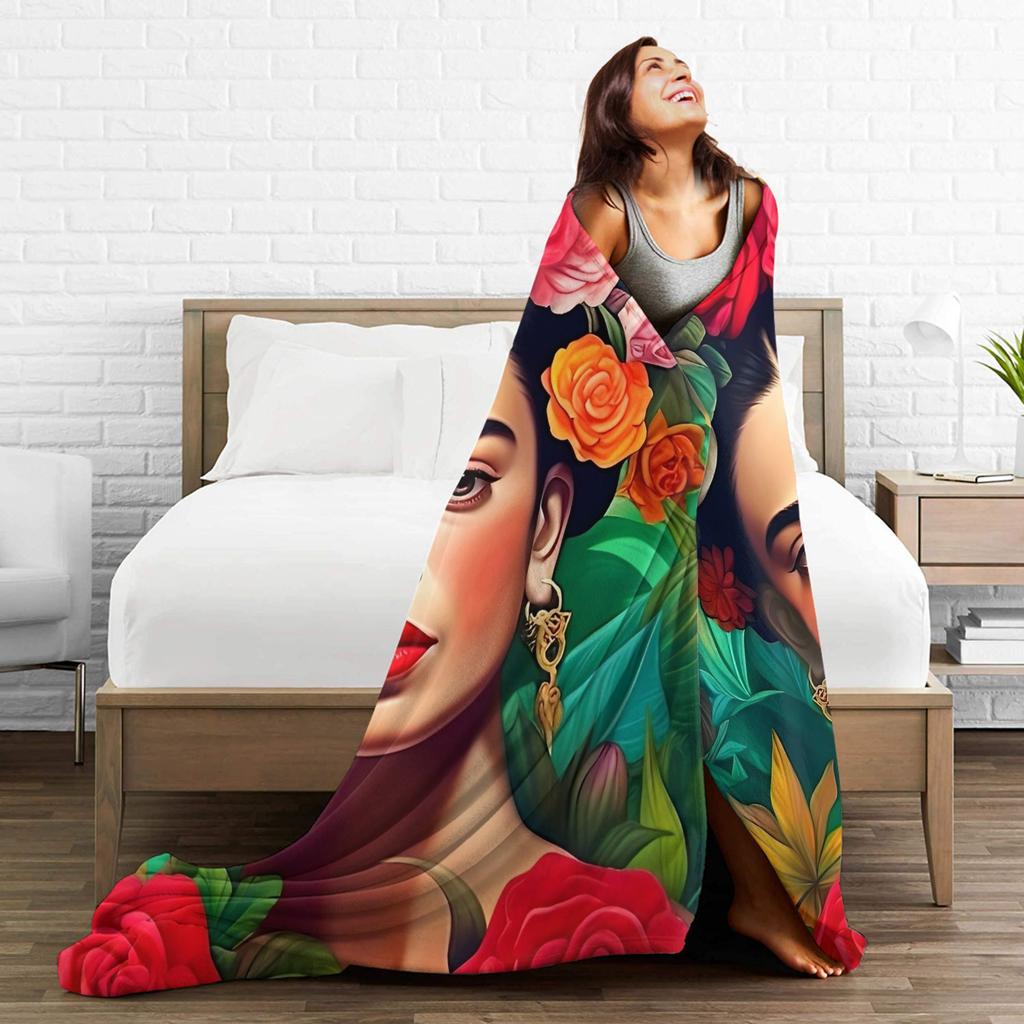 Mexico Artist F-Frida K-Kahlo Flannel Blankets Awesome Throw Blanket for Sofa Bedding Lounge 150*125cm Plush Thin Quilt,