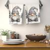 2pcs Christmas Gnome Kitchen Towels - Extra Soft Microfiber, Cute Cartoon Gnome Art with Winter Hat & Snowy Trees Design