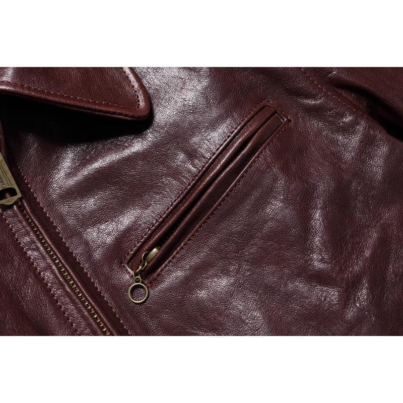Chinese Size Classical 1930 Style Men Leather Jacket Uncoated Natural Goatskin Leather Soft Slim Spring Autumn