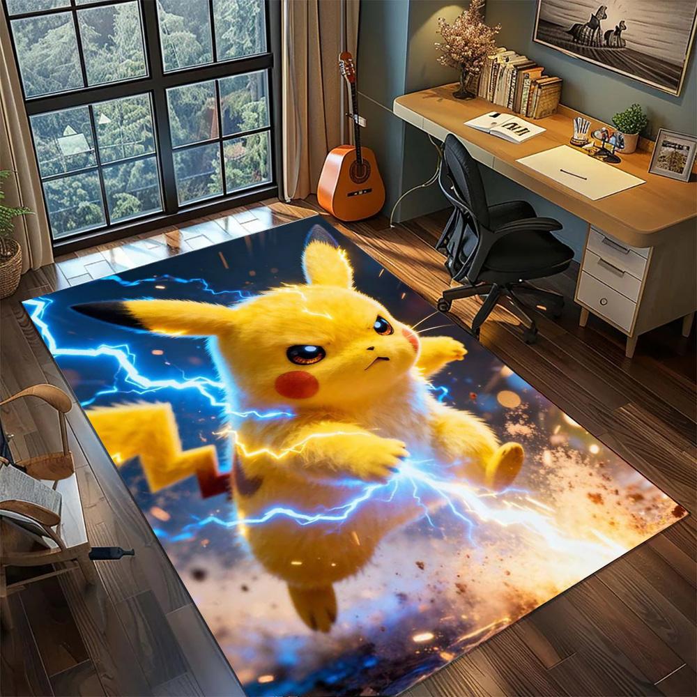Pikachu Gamer Room Stylish Decor Rug, Large Area Non Slip Washable Carpet Floor Mat Bedroom.-TING