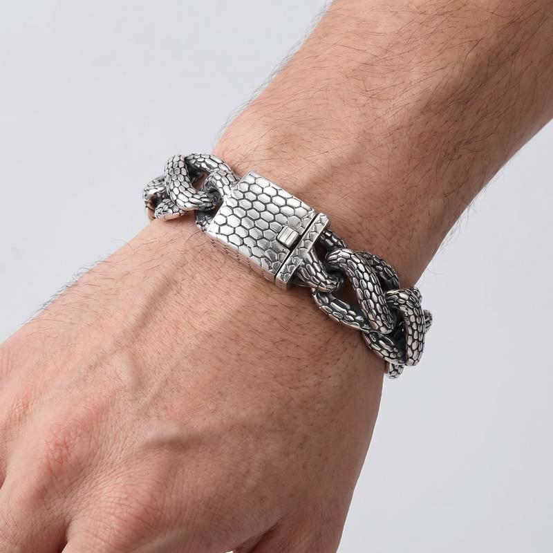 Men's Bracelets 18MM Width Snake Link Cuban Chain Bracelet for Man Punk Rock 316L Stainless Steel Jewelry Male Birthday Gifts