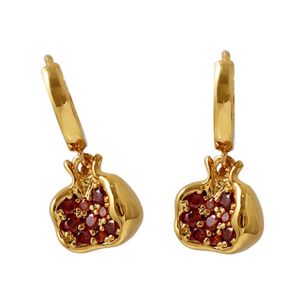 Unique Pomegranate Earrings/Necklace for Women Fashionable Zircons Jewelry Creative Fruit Shaped Ornament Women Gift