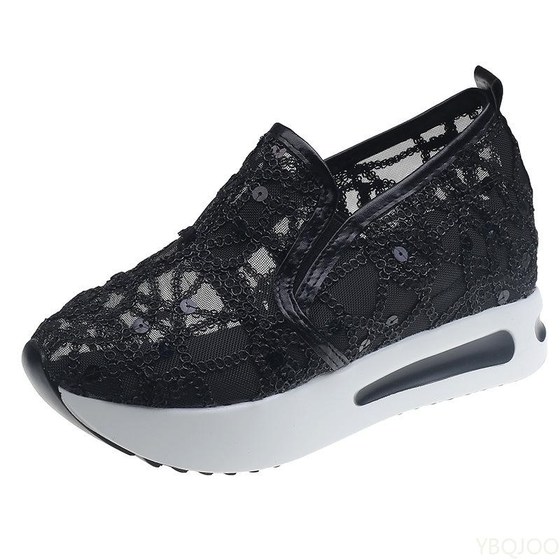 New Summer Mesh Shoes Thick Soled Low Cut Breathable Shoes Outdoor Footwear Casual Lightweight Slope Matching Shoe Mujer