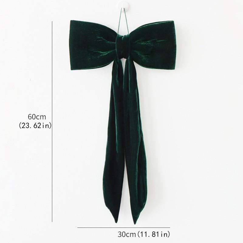 40cm Christmas Velvet Bow Tree Hanging Ornament Long Ribbon Window Display Pendant New Year Christmas Tree Fireplace Doors Decor