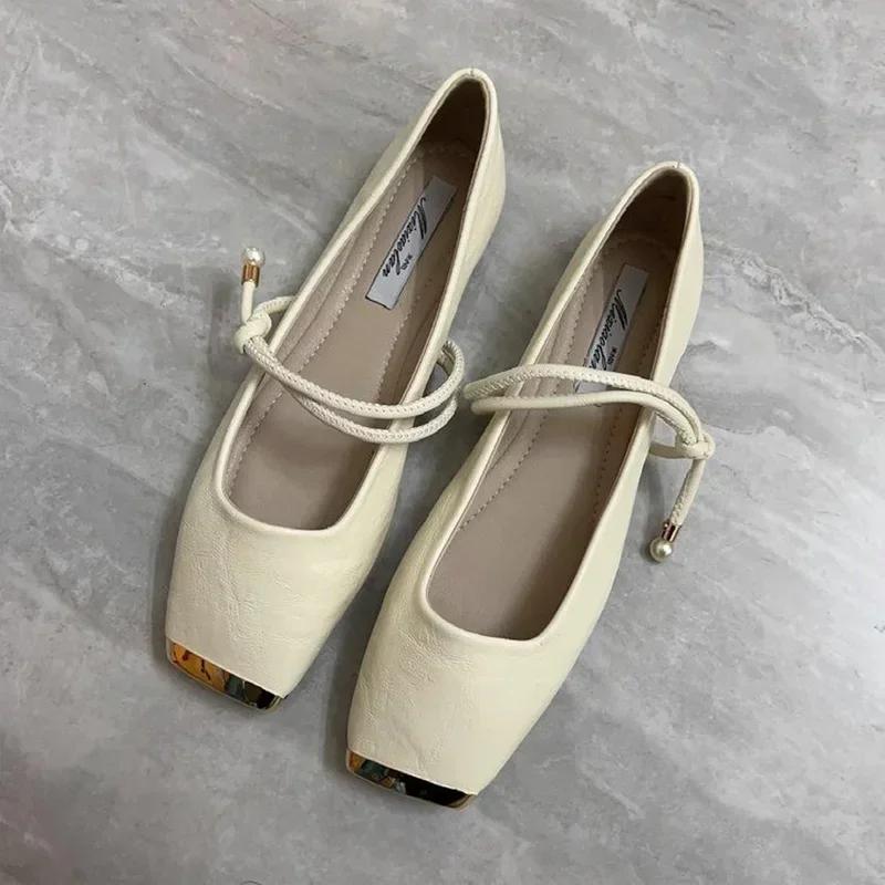 Fashion Women Flats Shoes Square Toe Elegant Loafers Shoes Woman Sandals Summer 2025 Fashion Ballet Shoes Walking Sandalias De Mujer