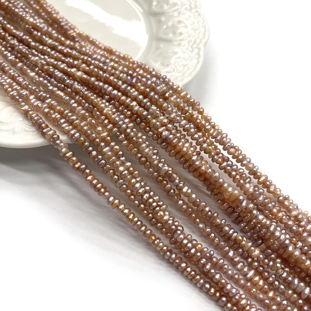 1 Strand Natural Freshwater Pearl Flat Beads 3‑4mm Mixed Pink Purple Random Color 36cm Loose Beads For Beginner DIY Jewelry Making Necklace Bracelet