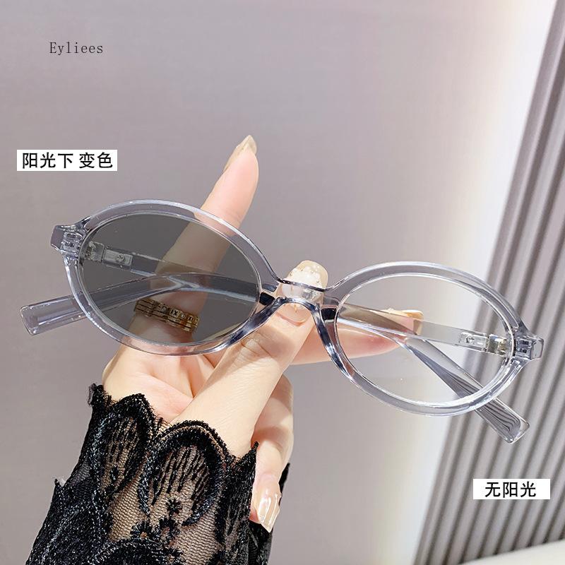 Myopia Glasses For Women Men Fashion Oval Frame Color Changing Minus Eyeglasses Finished Photochromic Near Sight Sunglasses