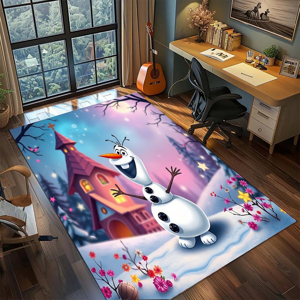 

Cute Olaf Snowman Face Expression Rug Carpet Large Area Rug Non Slip Washable Floor Mat Gamer Room Bedroom Home Decor 60x90cm