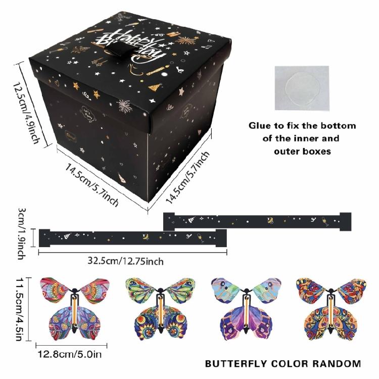 Magical Fluttering Butterflies Gift Box for Birthdays Stylish Colorful Flying Butterfly Explosions Box Decorations