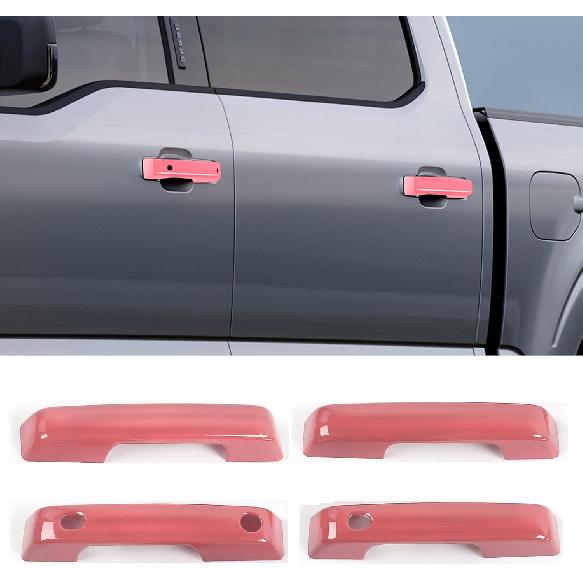 JeCar Chrome Door Handle Cover Trim Accessories for Ford F150 2021-2024 (with Front Smartkey Holes) розовый