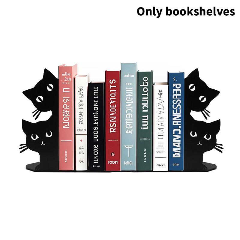 Cute Cat-Shaped Bookend, Desktop Bookshelf, Book Clip, Stationery Storage Book Stand, Home Desktop Decoration.