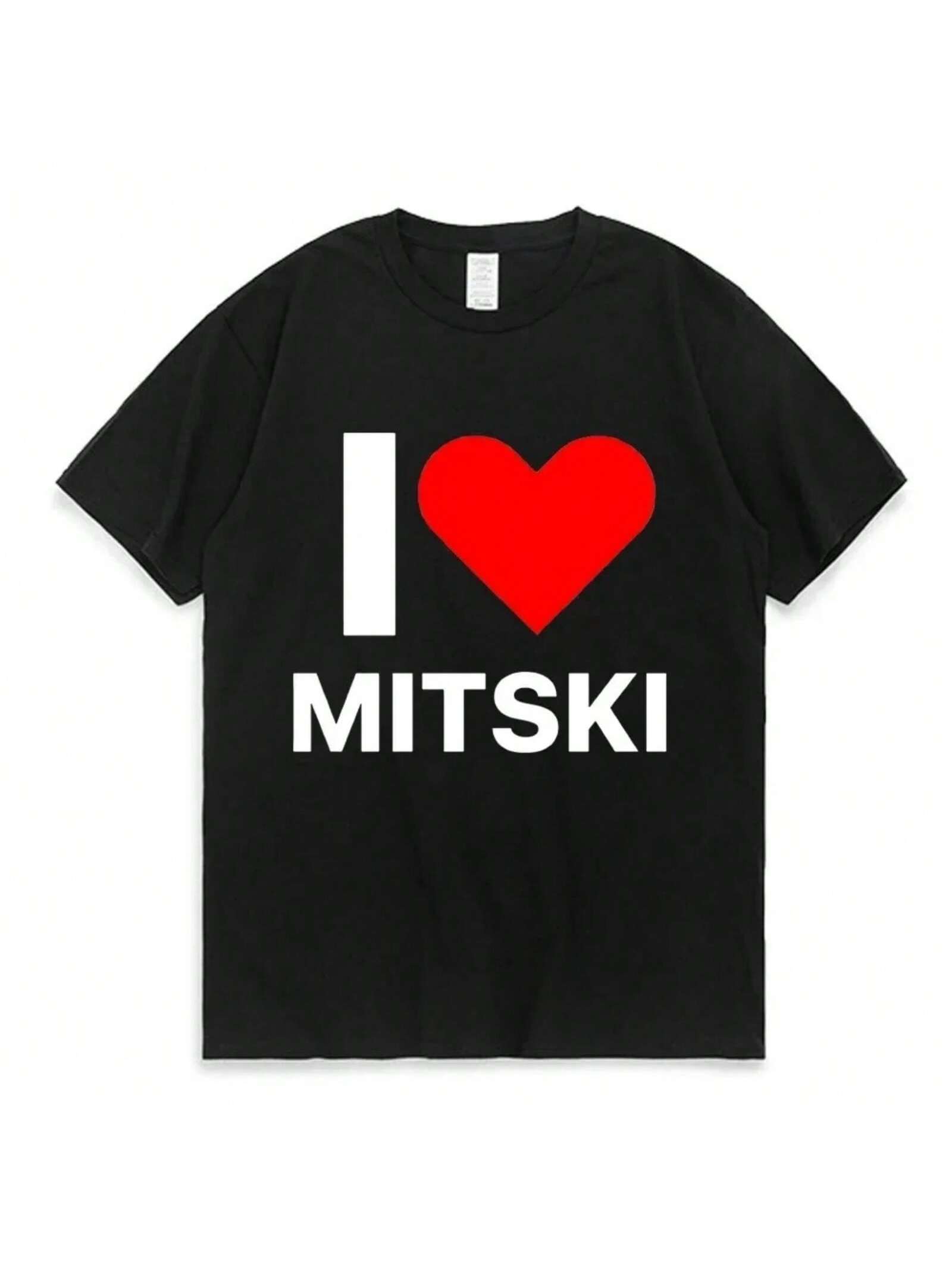 Funny I Love Mitski Wo Tshirt Summer Harajuku Tshirt Unisex Loose T-Shirt S разноцветный
