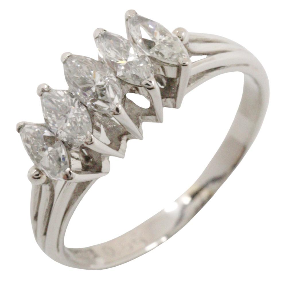 

5P diamond Ring Pt850Platinum/diamond #4.7(US Size) 2.9g Women Used