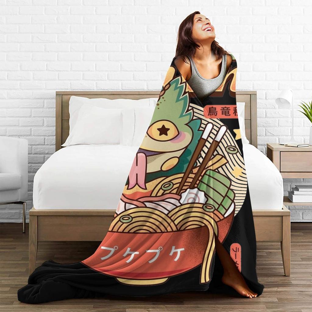 Pukei Pukei Ramen Blanket Monster Hunter Game Travel Flannel Throw Blanket Super Warm Couch Chair Custom Bedspread Gift