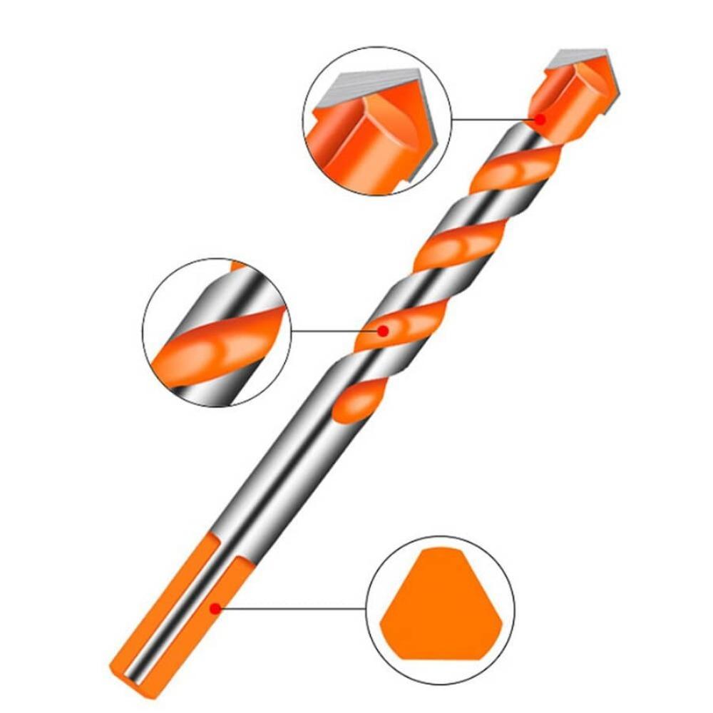 5pcs Drill Bit Set 6/6/8/10/12mm Multifunctional Drill Bit Set for Tile Concrete Brick Glass, Plastic and Wood Tungsten Carbide Tip Tools Set