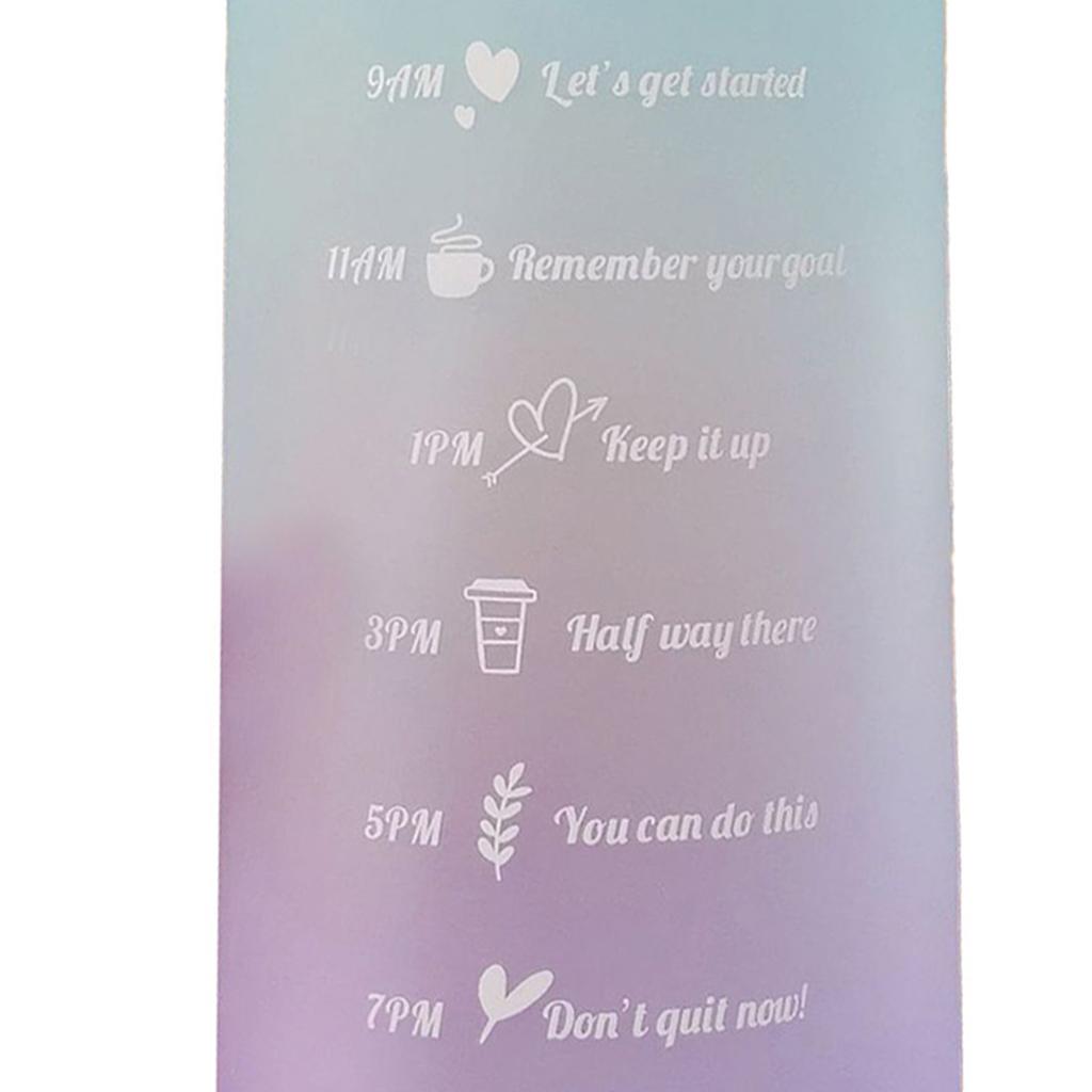 Straw Bottle Leakage Proof Frosted Gradient Color One Click Open Sports Water Cup with Handle Clear Scale 2000ml Light Green