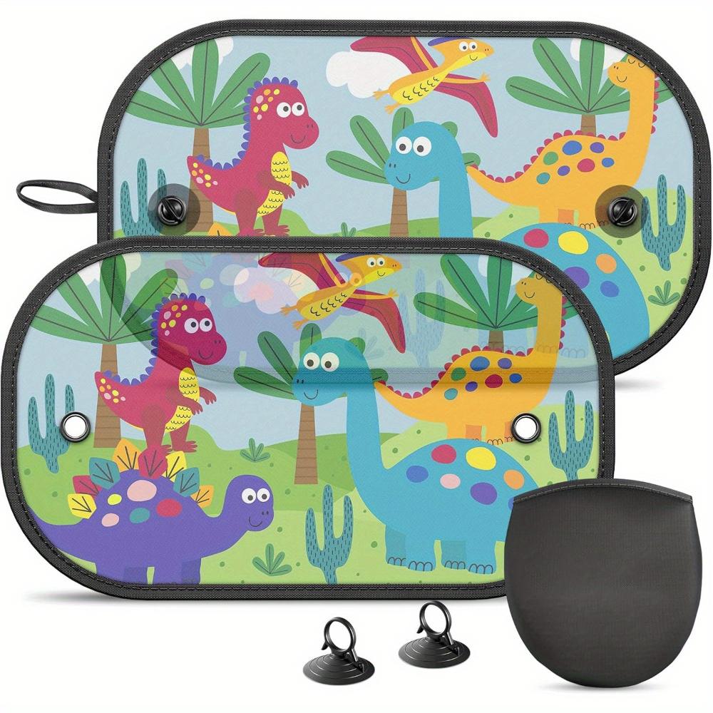2pcs Cute Cartoon Pattern Car Side Window Sunshade UV Protection Heat Insulation Window Curtains Sun Visors