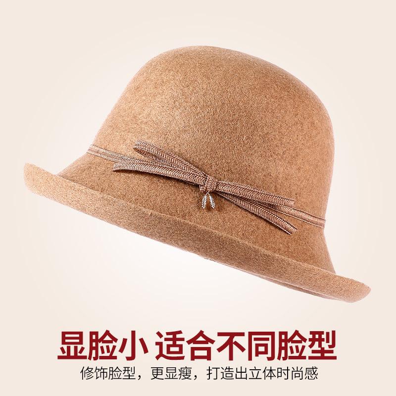 Wool Hat Women's Basin Hat Autumn and Winter Versatile Fashion Warm Bucket Hat Elegant Temperament Showing Face Woolen Top Hat