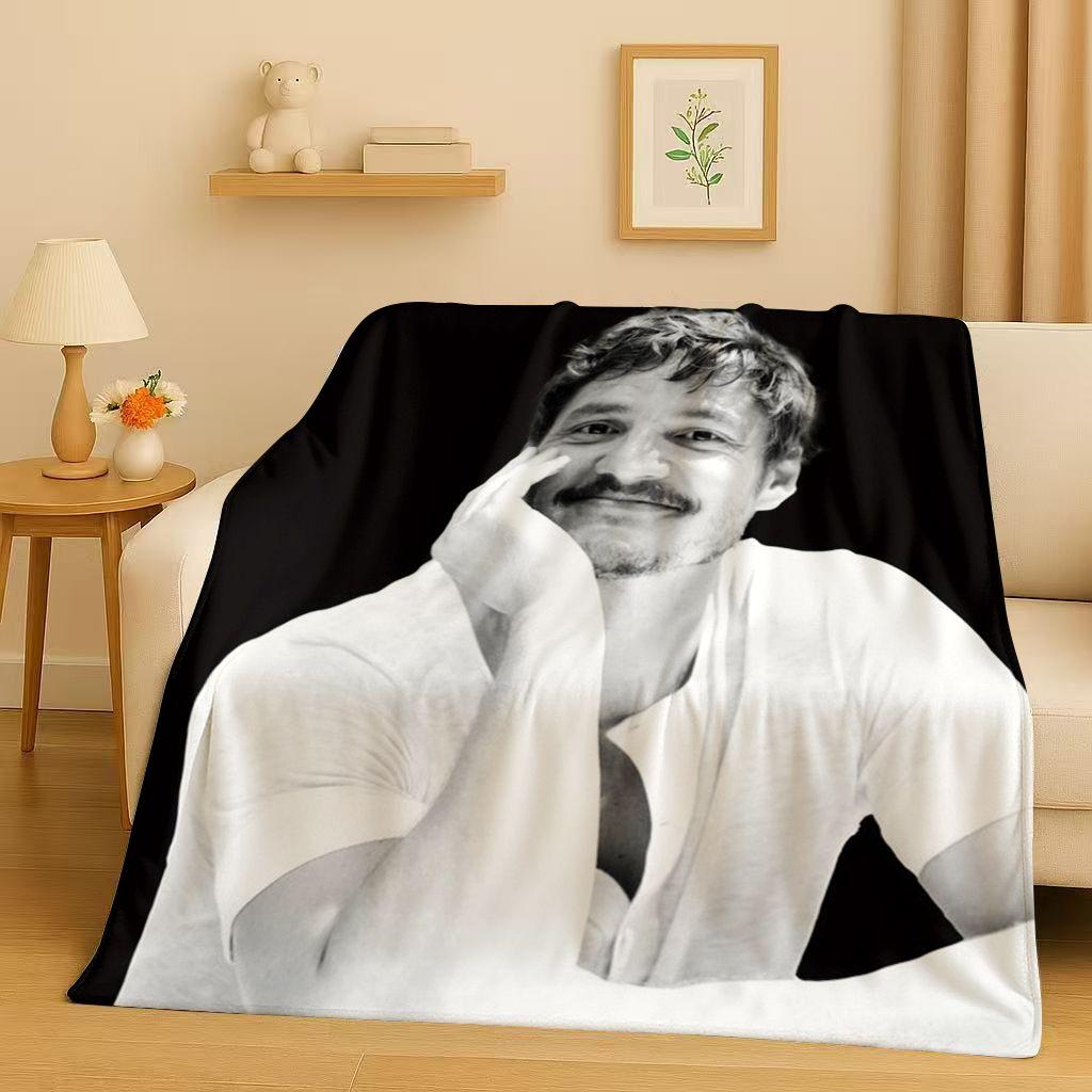 Fashion Pedro Pascal Handsome Actor Flannel Blanket,Ultra Soft Warm Plush Throw for Home Bedroom Bed Sofa Cover Kids Picnic Gift