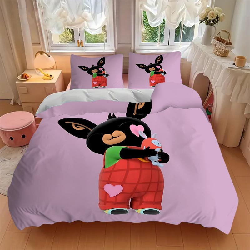 3pcs Bing Bunny Plush Toy with Heart Print-Perfect for Home Decor, Gifts, and Fans!1202231a