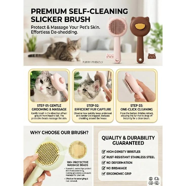 New Pet Cat Bathing Massage Floating Hair Brush, Dog Grooming Deshedding Brush, Universal Pet Grooming Supplies SP260311194581290594438