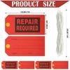 Hillban 200 Pcs Repair Required Tags, 2.4 X 4.7 Inch Red Tags with Wire for Equipment with Cotton String, Mechanic Maintenance Paper Label Bulk with