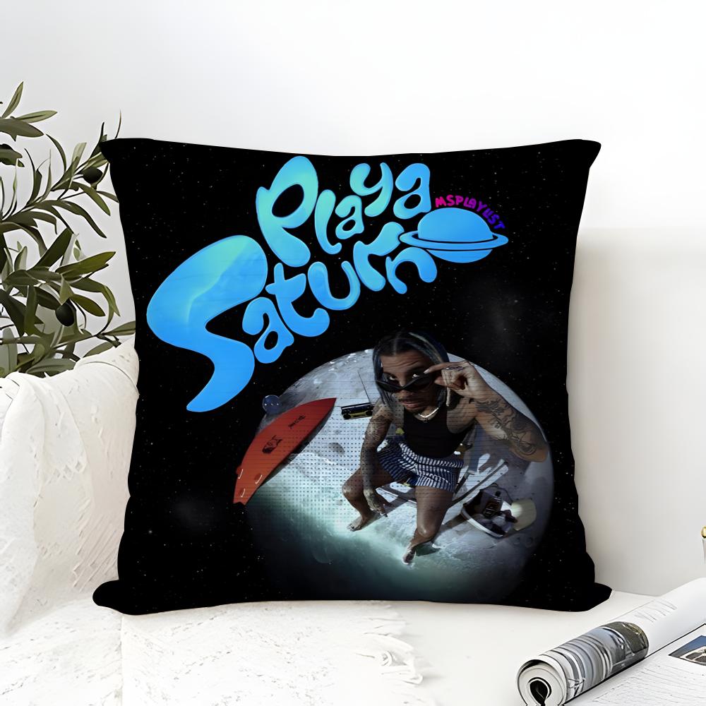 Pillow Case Cotton Linen Fabric Square Zipper Pillowcase Home Decorative Living Room Playa Saturno R-Rauw Alejandro Singer 4