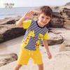 European Boys' Summer Set: Cute Crab Embroidered 2-Piece, Round Neck & Short Sleeve.