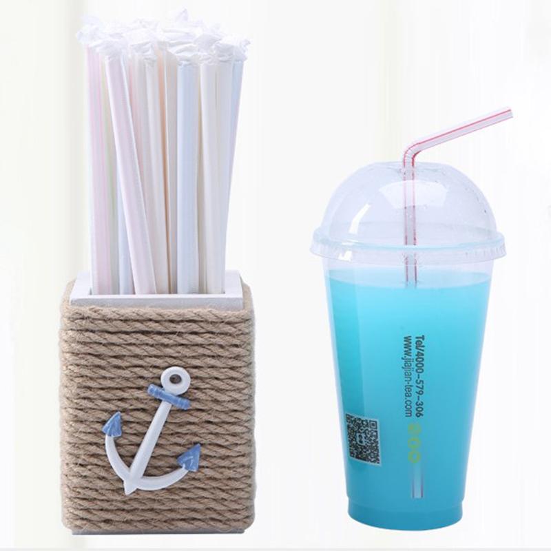 100Pcs Disposable Straws Flexible Plastic Straws With Individually Paper Wrapped
