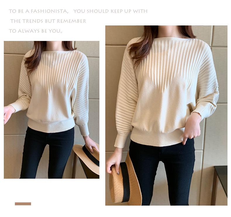 2021 Japan Korea Batwing Sleeve Women's Knitwear: Autumn/Winter Long Sleeve Loose Pullover Sweater