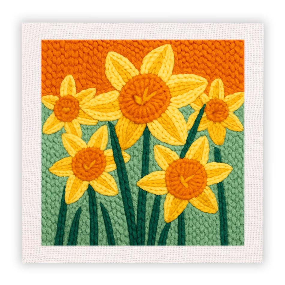 Frame Punch Needle Embroidery Starter Kits Fresh Flower Square Embroidered Kit Cross Stitch Art and Crafts Supplies Adults