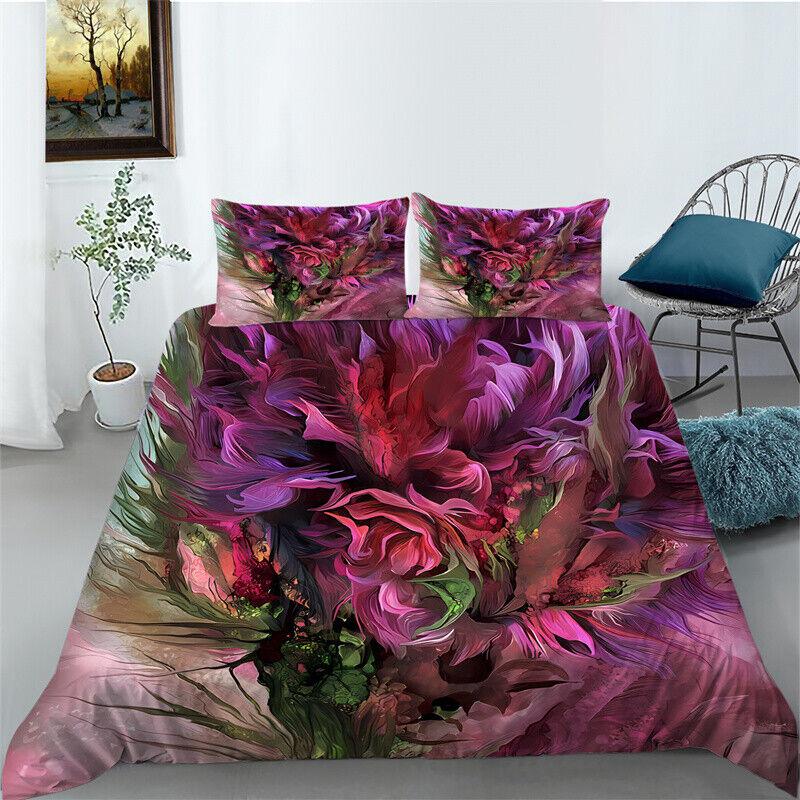 3D Flower Pattern Bedding Quilt/Duvet/Doona Cover Set Pillowcase