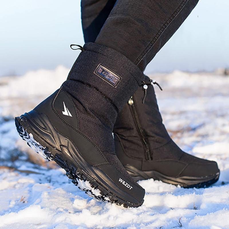 Herrenstiefel 2024 Winterschuhe Herren Schneestiefel Wasserdicht Rutschfest Dickes Fell Winterstiefel Für -40 Grad Reißverschluss Plateaustiefel Größe 40