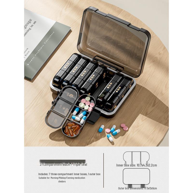 Compact 7-Day Japanese Pill Organizer with Three-Daily Dose Reminder