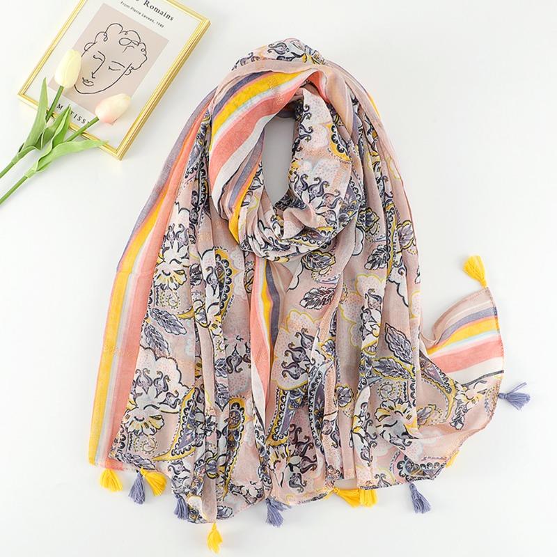 Autumn and winter small fresh rendering ink painting butterfly printing warm shawl, travel beach towel cotton and linen feel scarf