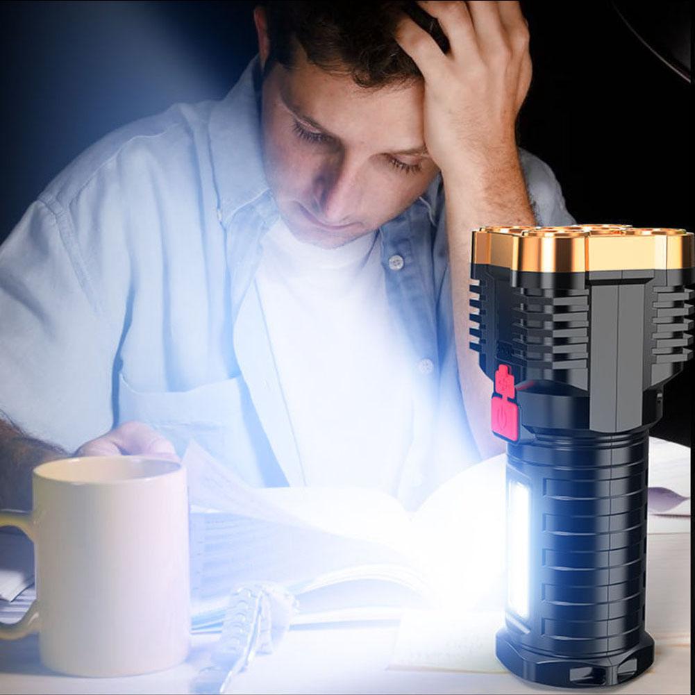 2pcs P7900 Super Bright Flashlight Rechargeable Waterproof Spotlight Lamp 300-1000m Range IPX6 Waterproof USB Charging Lamp