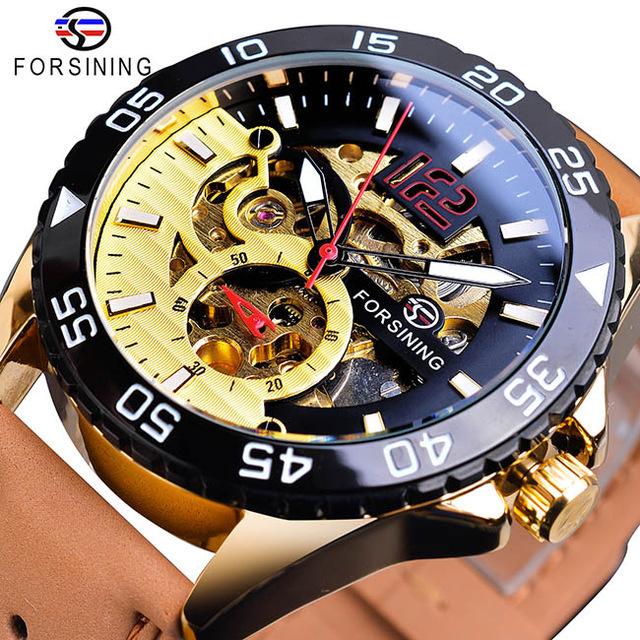 Forsining Men's Fashion Casual Hollow Waterproof Automatic Mechanical Watch