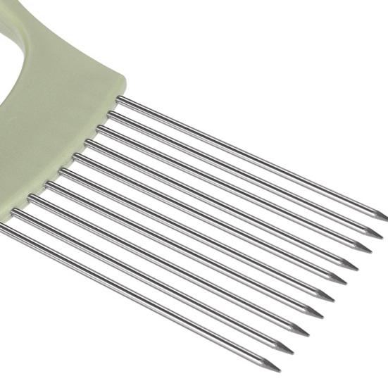 Lökdelare Hållare 10 Rostfria Tappar Halkfritt Grepp Grönsaksskärare för Lökar Potatis Tomater Citroner Kött Hållbart Köksverktyg